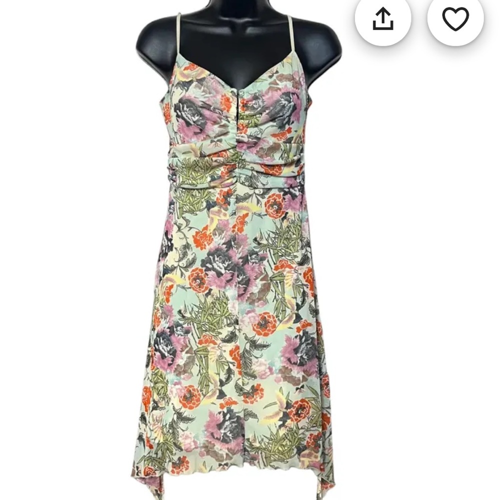 NWT Vintage from 90’s True Meaning mesh floral asymmetrical dress